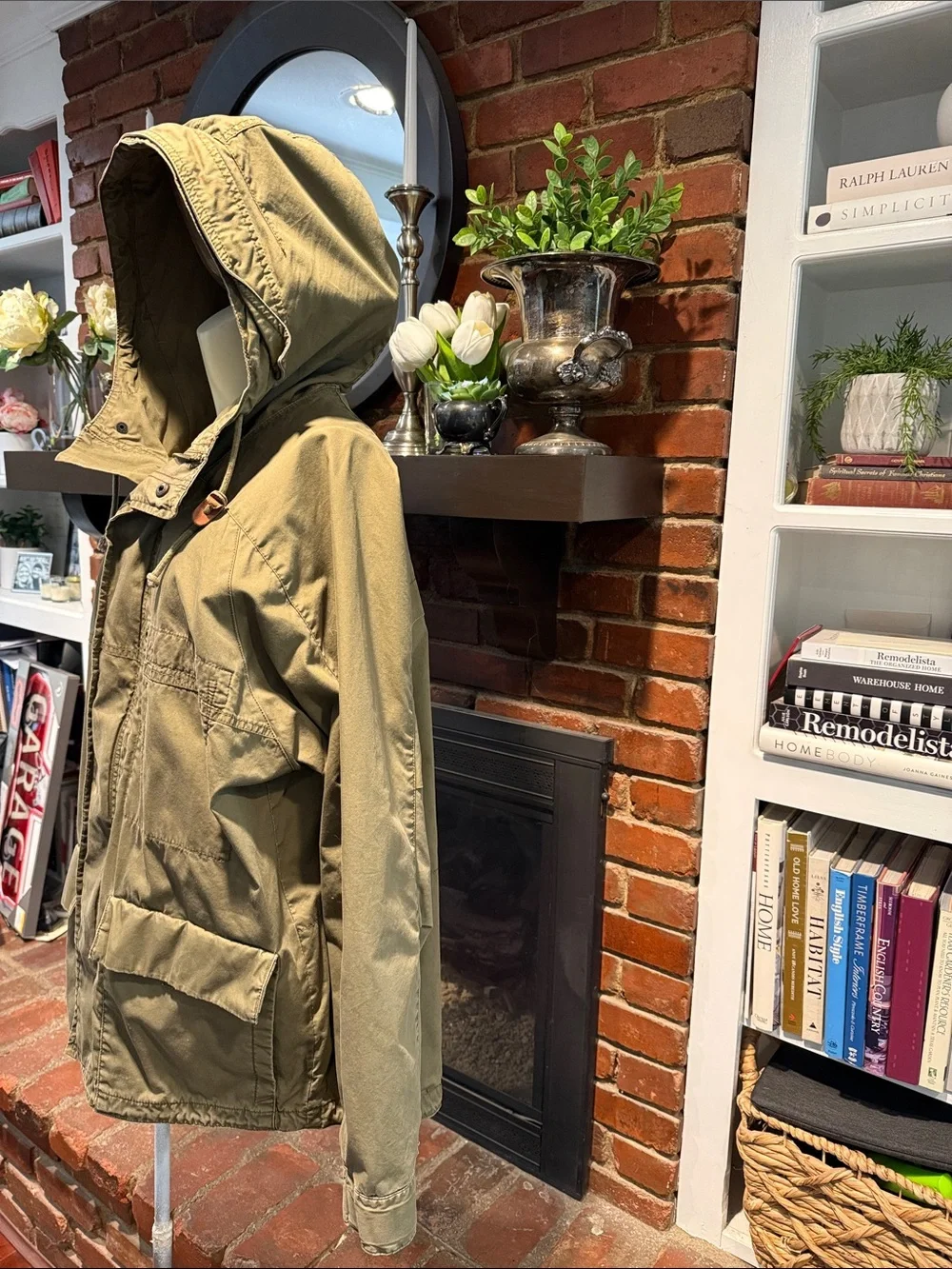 Old Navy Olive Green Hooded Men's Anorak Jacket
